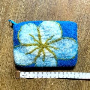 🌸3 for $10🌸 Hand Made in Nepal Wool Flower Coin Purse NWOT